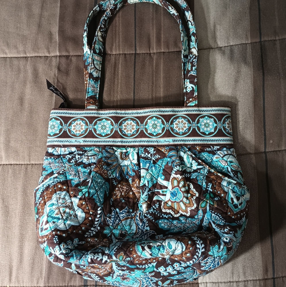 Vera‎ Bradley Blue, Teal and Brown Floral Shoulder Bag